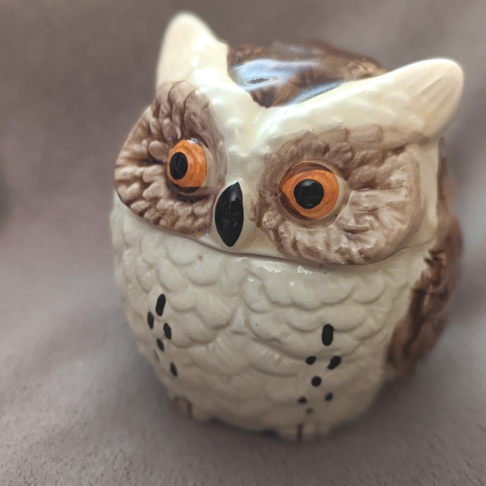 Vintage 1980 Enesco Creamer and Sugar Owl Ceramic Japan